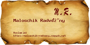 Maloschik Radvány névjegykártya